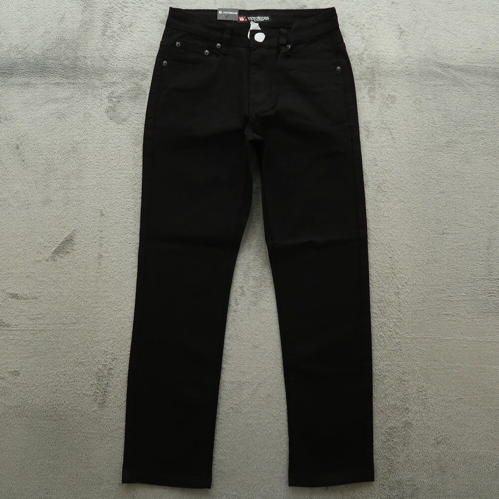 Victorious Jeans Mens Size 28x30 Jet Black GS21 Slim Fit Straight 30" Inseam NWT